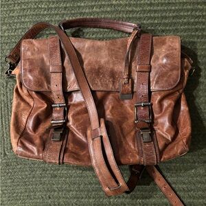 Vintage Frye Logan Brown Leather Men's Messenger Bag